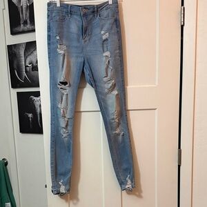 Hollister Light Blue Distressed Skinny Jeans